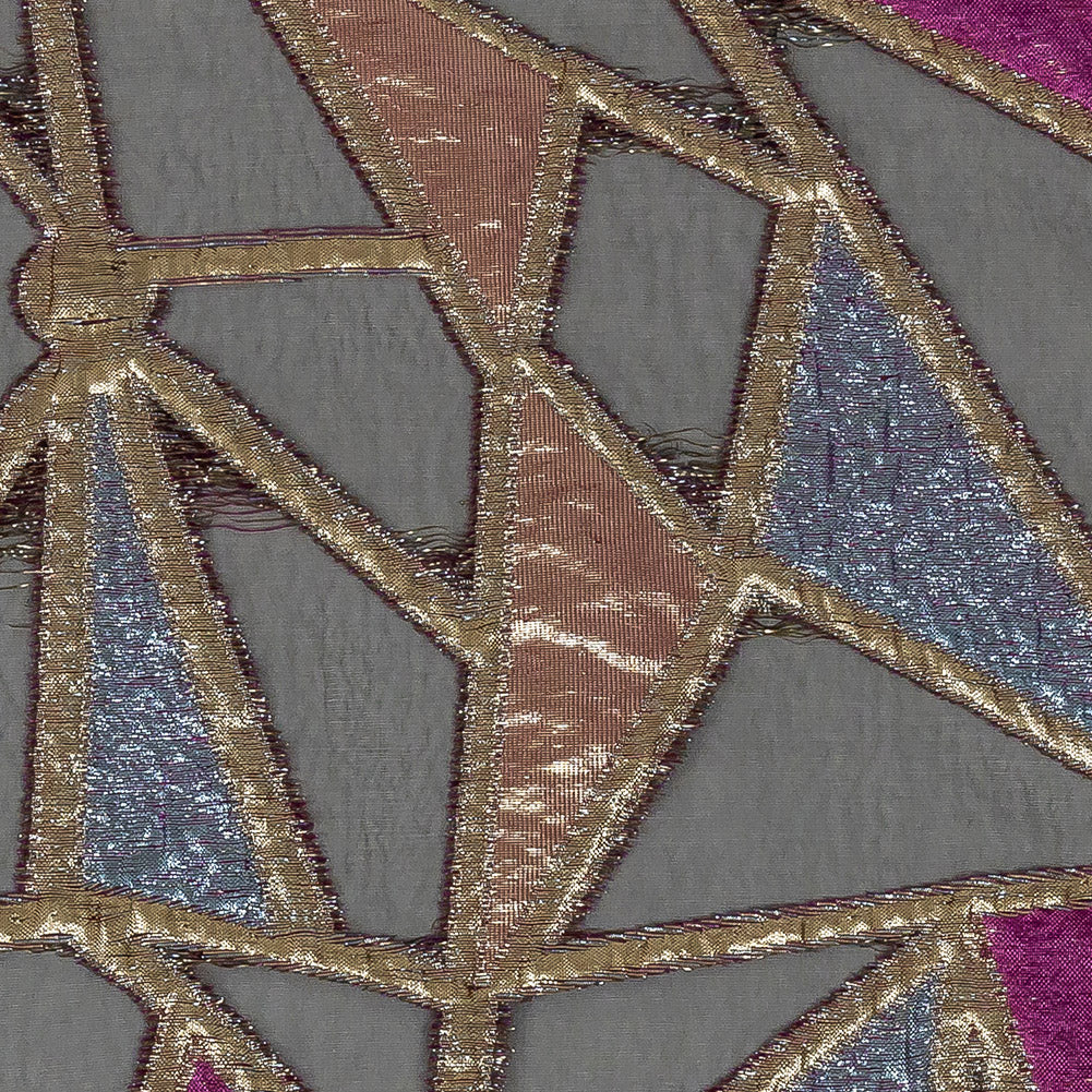 Metallic Glitteratti, Orchid Pink and Lavender Shimmer Geometric Burnout Luxury Brocade - Detail Metallic Glitteratti, Orchid Pink and Lavender Shimmer Geometric Burnout Luxury Brocade - Detail