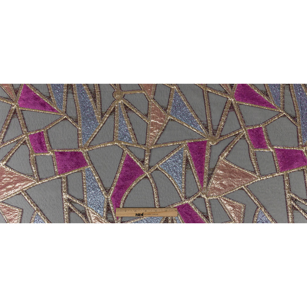 Metallic Glitteratti, Orchid Pink and Lavender Shimmer Geometric Burnout Luxury Brocade - Full Metallic Glitteratti, Orchid Pink and Lavender Shimmer Geometric Burnout Luxury Brocade - Full