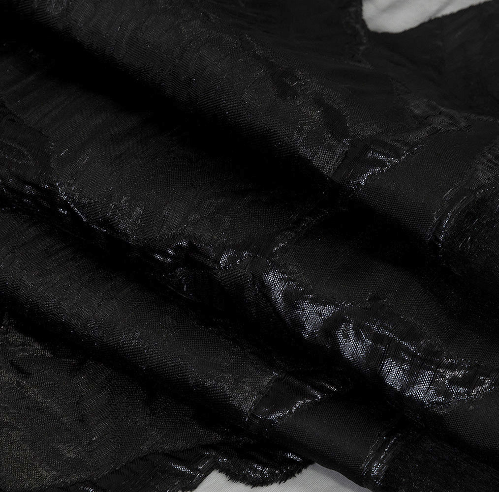 Metallic Black Abstract Burnout Luxury Brocade - Folded Metallic Black Abstract Burnout Luxury Brocade - Folded