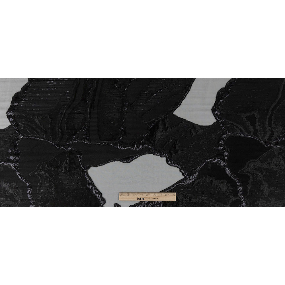 Metallic Black Abstract Burnout Luxury Brocade - Full Metallic Black Abstract Burnout Luxury Brocade - Full