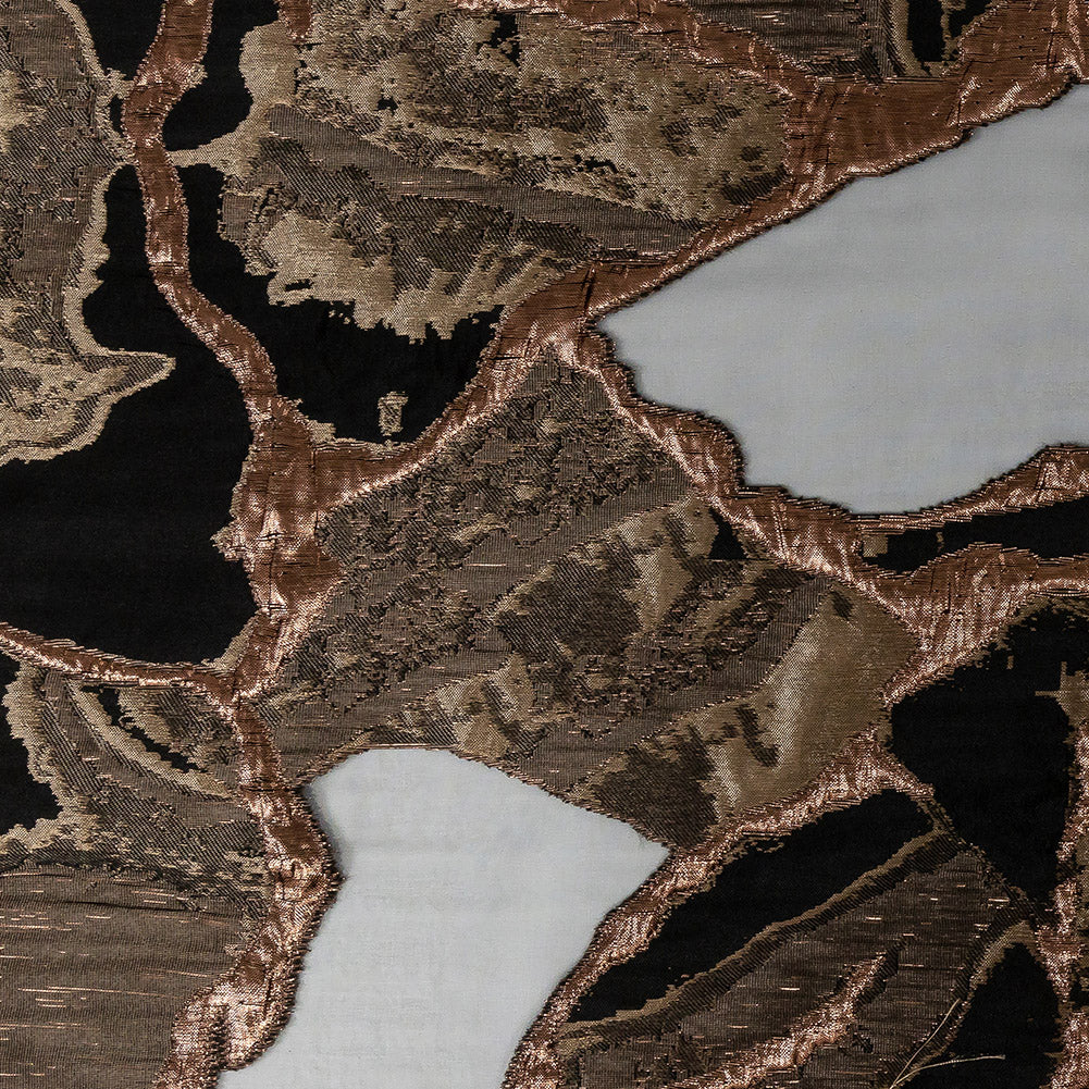 Metallic Two Penny and Black Abstract Burnout Luxury Brocade Metallic Two Penny and Black Abstract Burnout Luxury Brocade