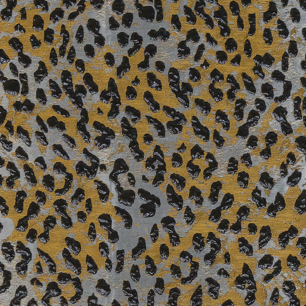 Metallic Black, Gold and Silver Leopard Patterned Luxury Brocade Metallic Black, Gold and Silver Leopard Patterned Luxury Brocade