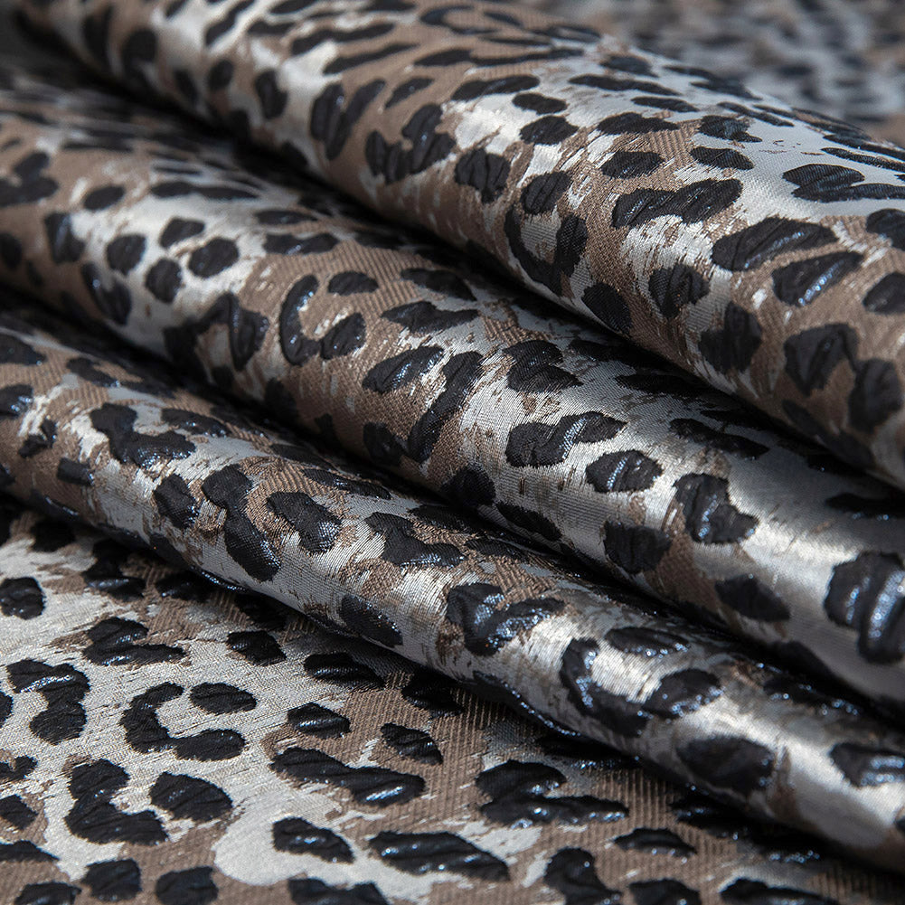 Metallic Navy and Gunmetal Leopard Patterned Luxury Brocade - Folded Metallic Navy and Gunmetal Leopard Patterned Luxury Brocade - Folded