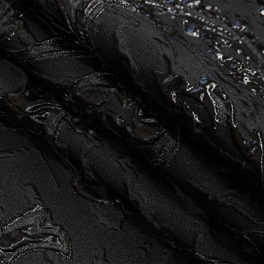 Metallic Black Scrolls Luxury Brocade - Folded Metallic Black Scrolls Luxury Brocade - Folded