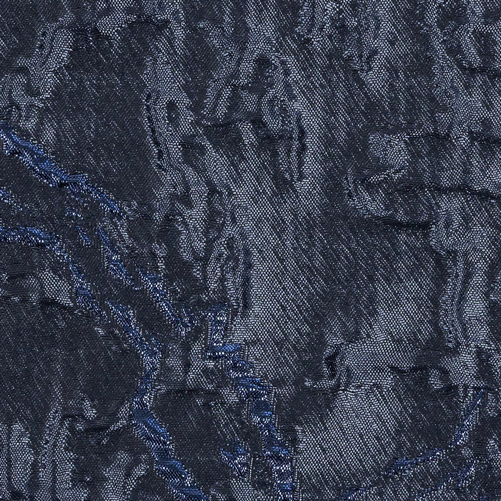 Metallic Royal and Navy Blue Floral Silhouettes Luxury Brocade - Detail Metallic Royal and Navy Blue Floral Silhouettes Luxury Brocade - Detail