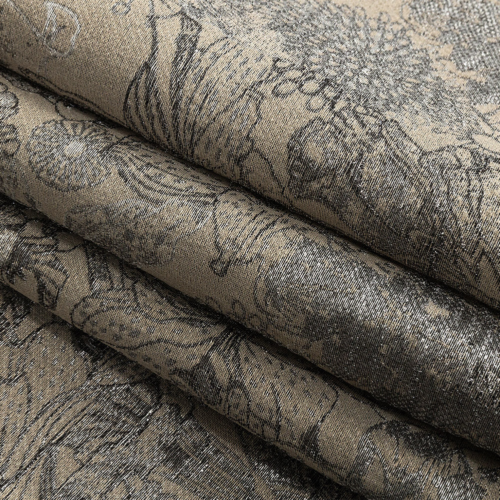 Metallic Gunmetal and Taupe Floral Luxury Brocade - Folded Metallic Gunmetal and Taupe Floral Luxury Brocade - Folded