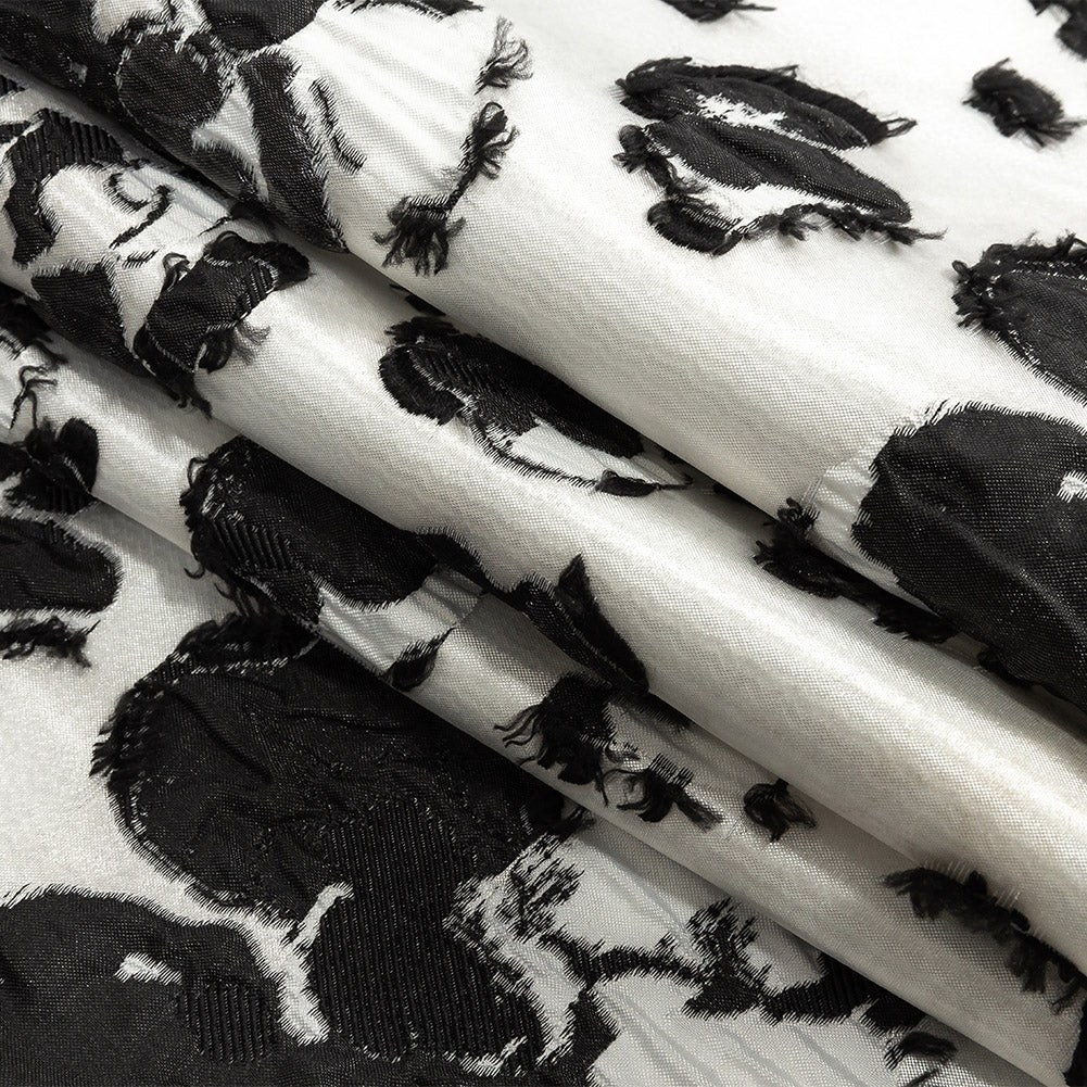 White and Black Floral Luxury Brocade - Folded White and Black Floral Luxury Brocade - Folded