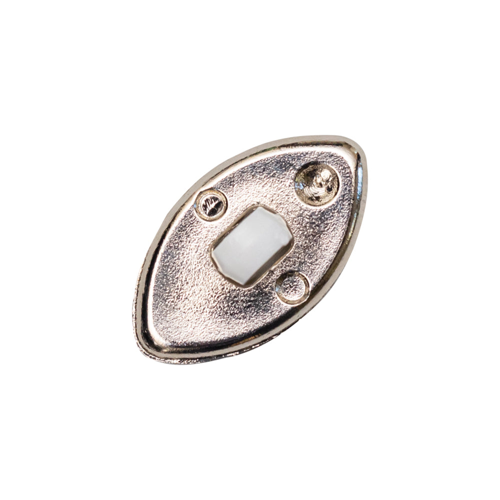 Italian White and Silver 2-Piece Plastic Teardrop Shank Back Button - 32L/20mm Detail Italian White and Silver 2-Piece Plastic Teardrop Shank Back Button - 32L/20mm Detail
