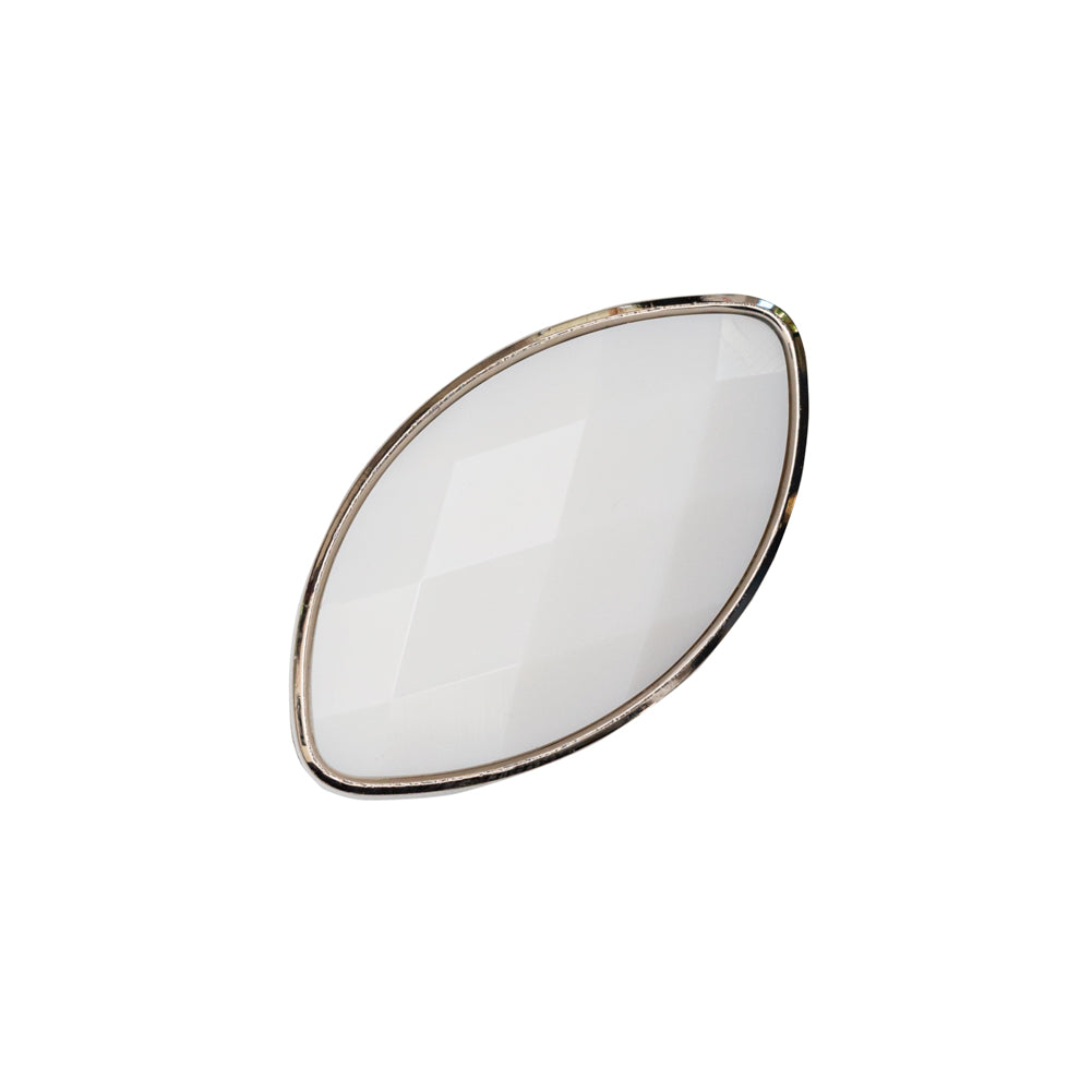 Italian White and Silver 2-Piece Plastic Teardrop Shank Back Button - 32L/20mm Italian White and Silver 2-Piece Plastic Teardrop Shank Back Button - 32L/20mm