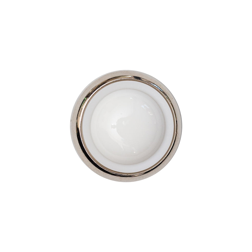 Italian White and Silver Round 2-Piece Shank Back Button - 30L/19mm Italian White and Silver Round 2-Piece Shank Back Button - 30L/19mm