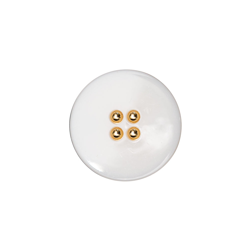 Italian White and Gold 2-Piece Plastic Button - 30L/19mm Italian White and Gold 2-Piece Plastic Button - 30L/19mm
