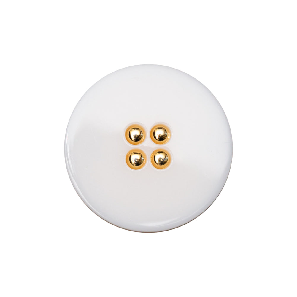 Italian White and Gold 2-Piece Plastic Button - 38L/24mm Italian White and Gold 2-Piece Plastic Button - 38L/24mm