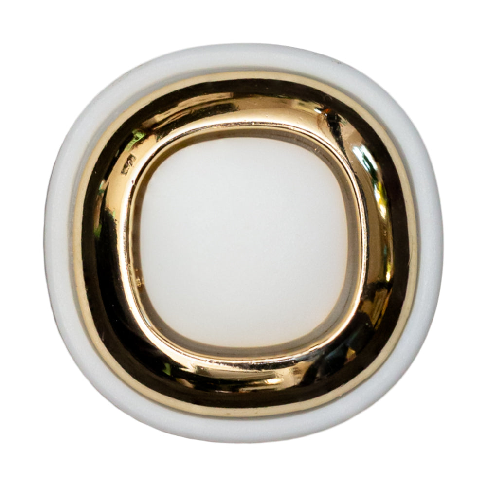 Italian White and Gold 2-Piece Plastic Button - 50L/32mm Italian White and Gold 2-Piece Plastic Button - 50L/32mm