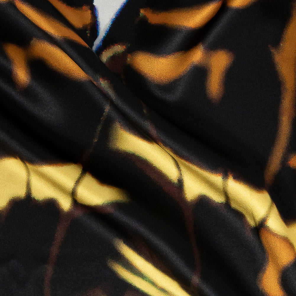 Mood Exclusive Italian White, Yellow and Royal Large-Scale Butterfly Digitally Printed Silk Charmeuse Detail Mood Exclusive Italian White, Yellow and Royal Large-Scale Butterfly Digitally Printed Silk Charmeuse Detail