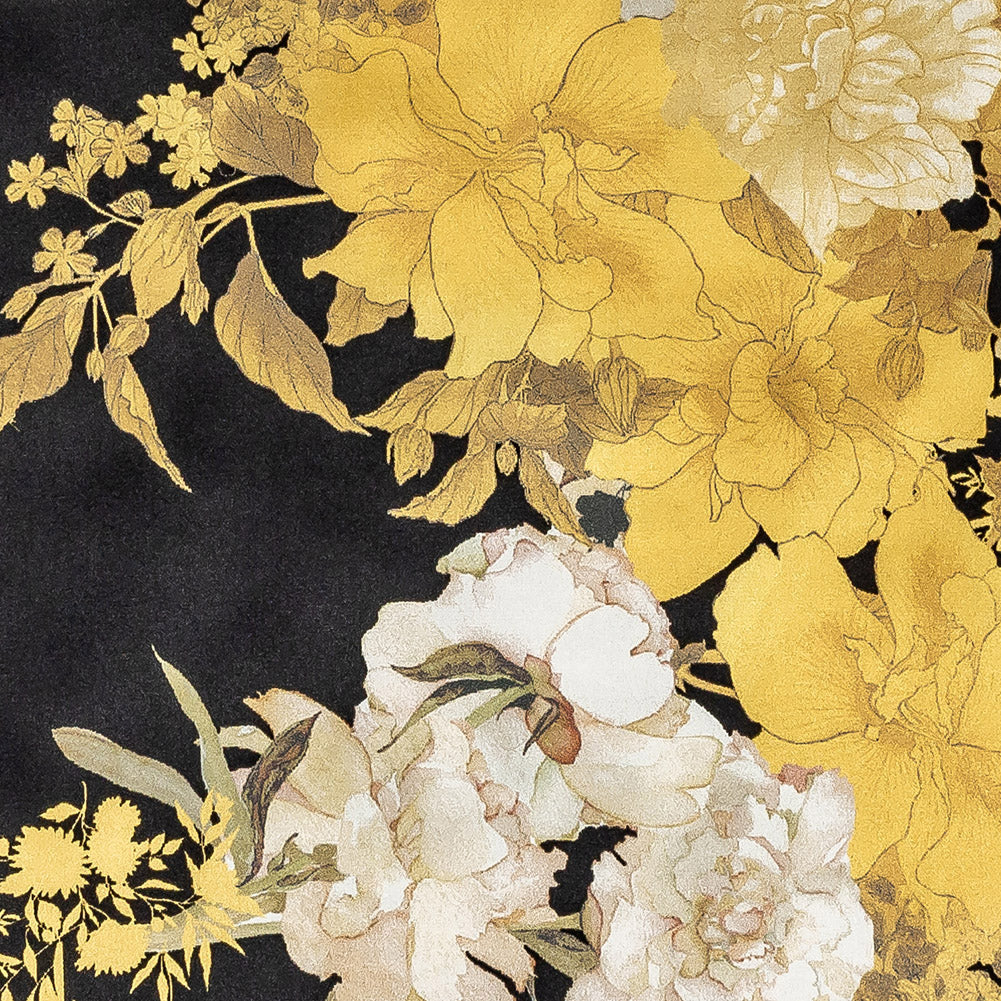 Mood Exclusive Italian Gold and Black Ornate Floral Digitally Printed Silk Charmeuse Panel Detail Mood Exclusive Italian Gold and Black Ornate Floral Digitally Printed Silk Charmeuse Panel Detail