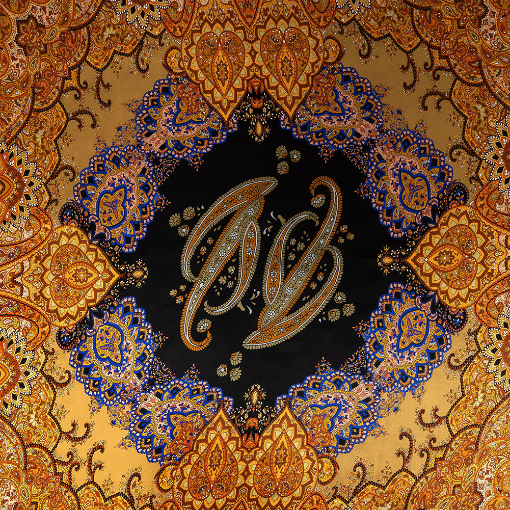Mood Exclusive Italian Orange and Green Paisley Digitally Printed Silk Charmeuse Panel Mood Exclusive Italian Orange and Green Paisley Digitally Printed Silk Charmeuse Panel