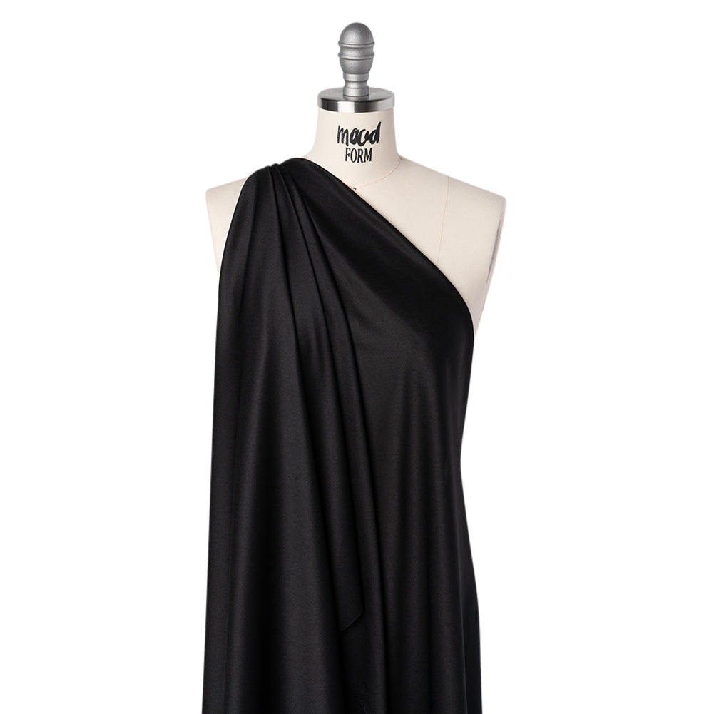 Polyester Pongee Knit Lining - Black - Luca Collection Drape Polyester Pongee Knit Lining - Black - Luca Collection Drape