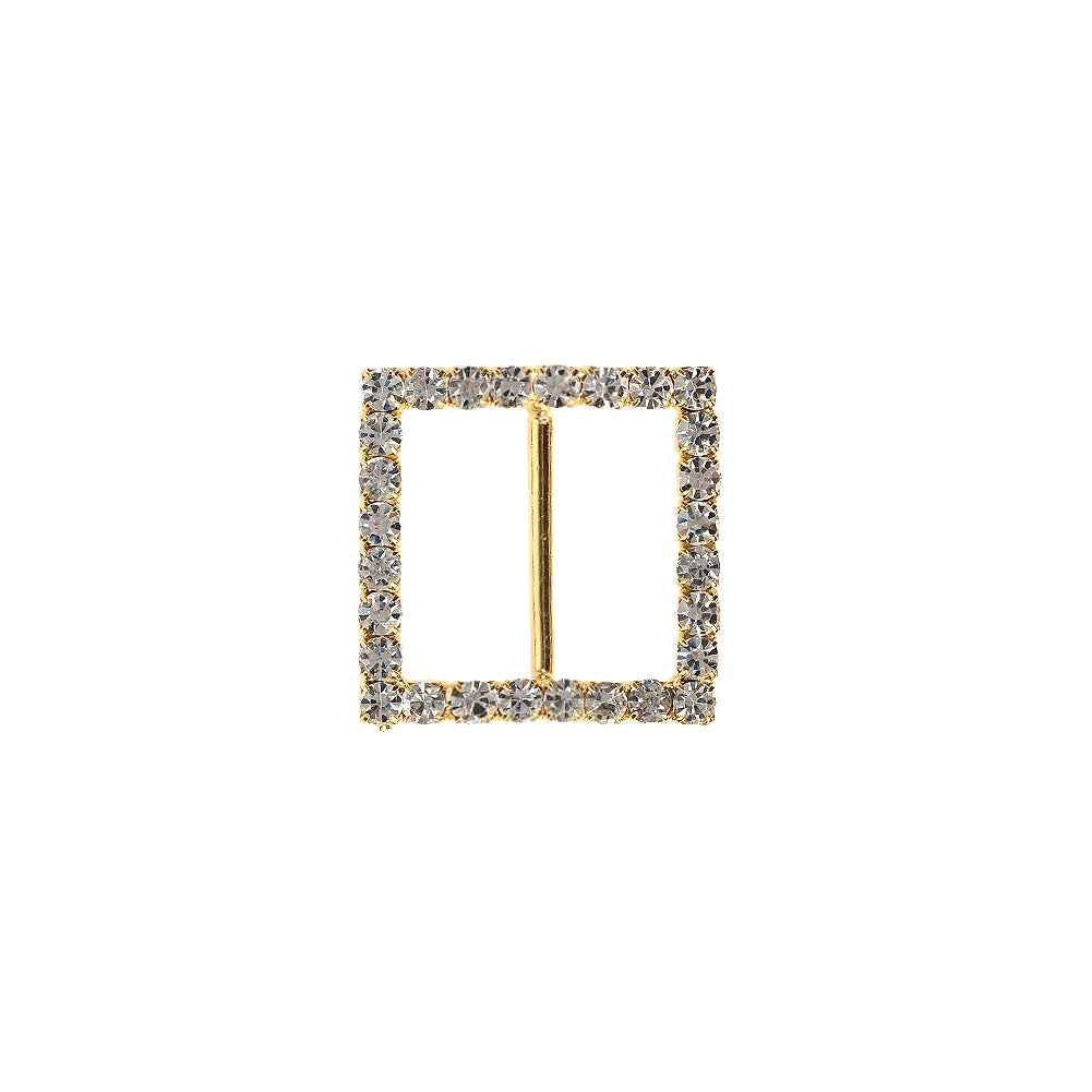 Swarovski Crystal and Gold Square Rhinestone Slider - 1.375" Swarovski Crystal and Gold Square Rhinestone Slider - 1.375"