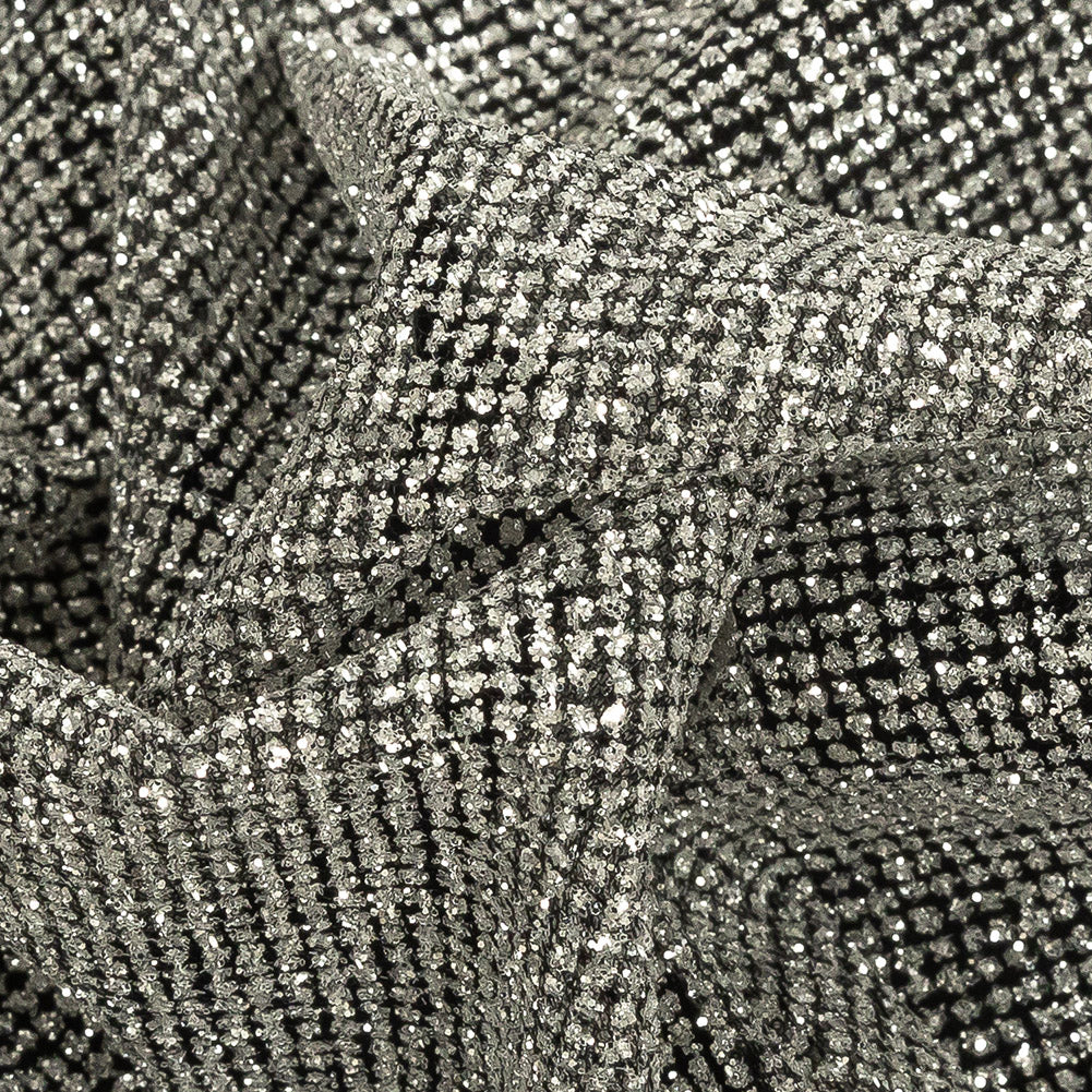Tulle with Metallic Platinum Glitter - Black - Platina Collection - Detail Tulle with Metallic Platinum Glitter - Black - Platina Collection - Detail