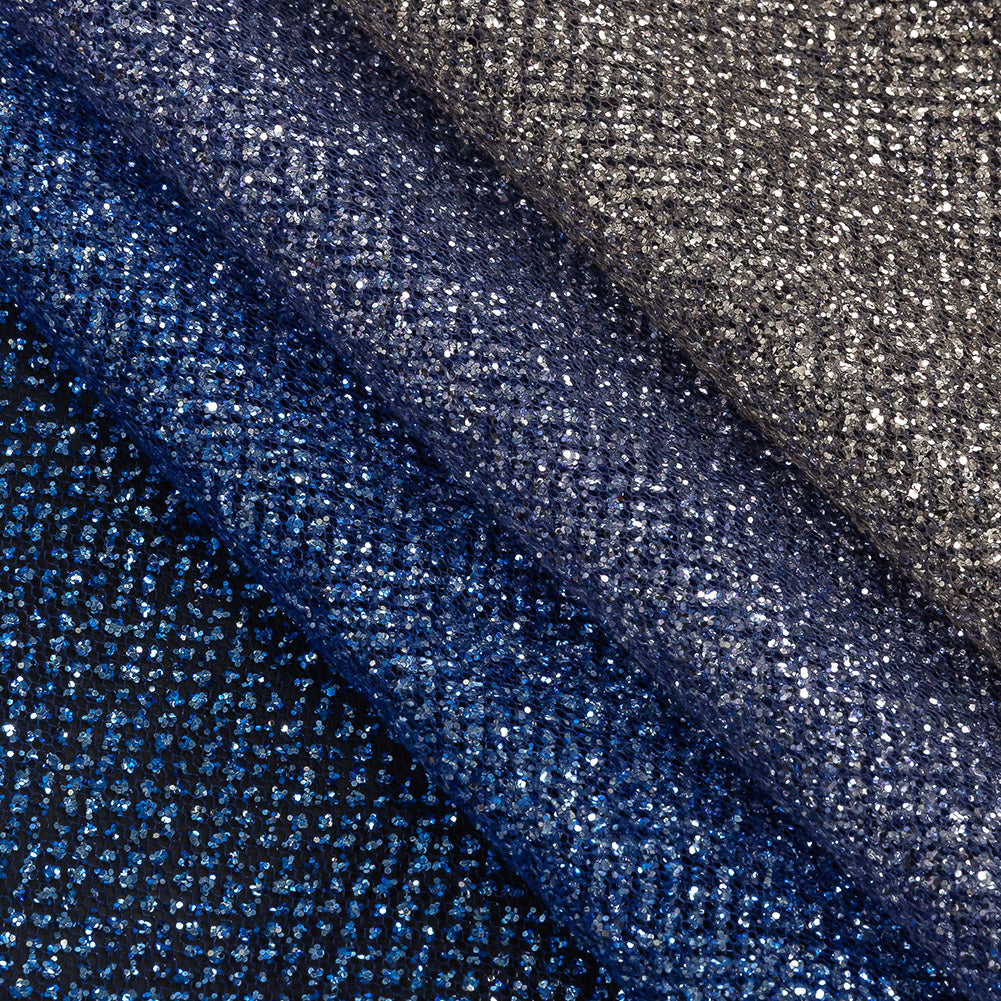 Ombre Tulle with Metallic Platinum Glitter - Royal Blue and Gold - Starlet Collection - Folded Ombre Tulle with Metallic Platinum Glitter - Royal Blue and Gold - Starlet Collection - Folded