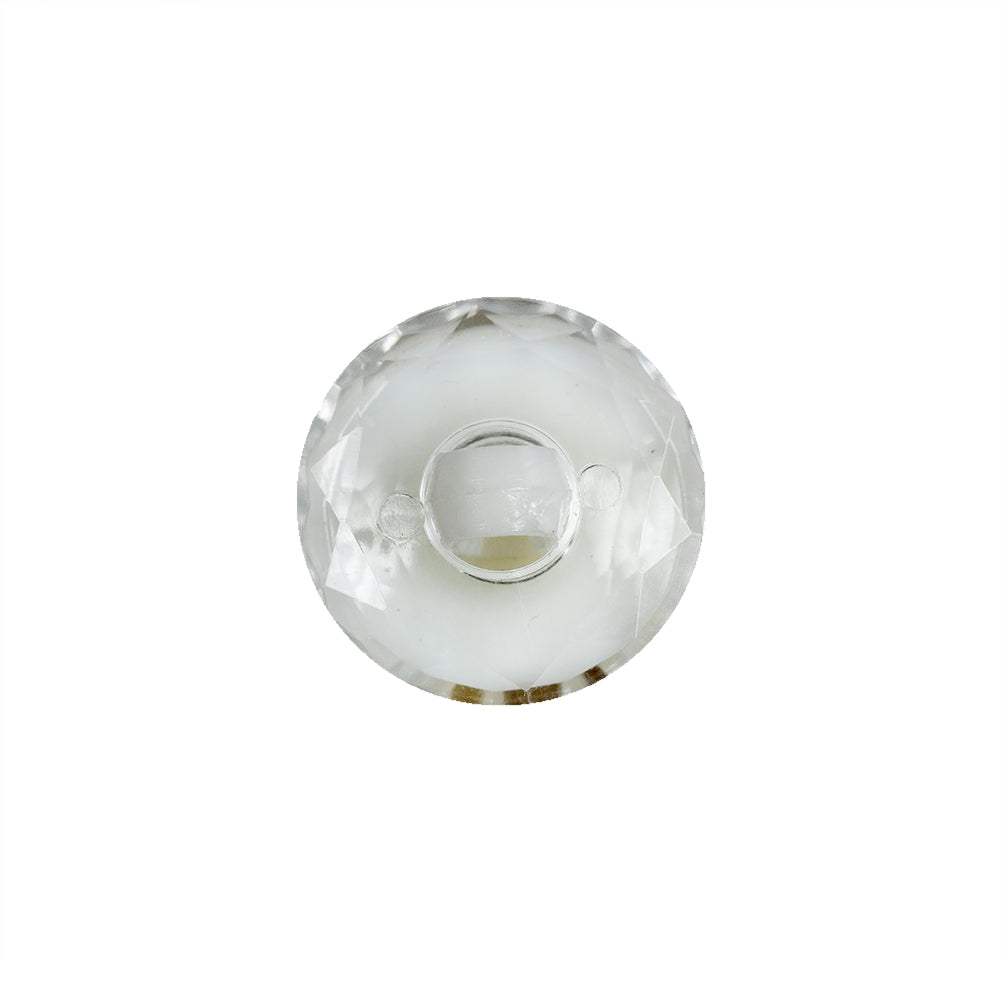 Italian White and Transparent Faceted Shank Back Button - 25L/16mm Detail Italian White and Transparent Faceted Shank Back Button - 25L/16mm Detail