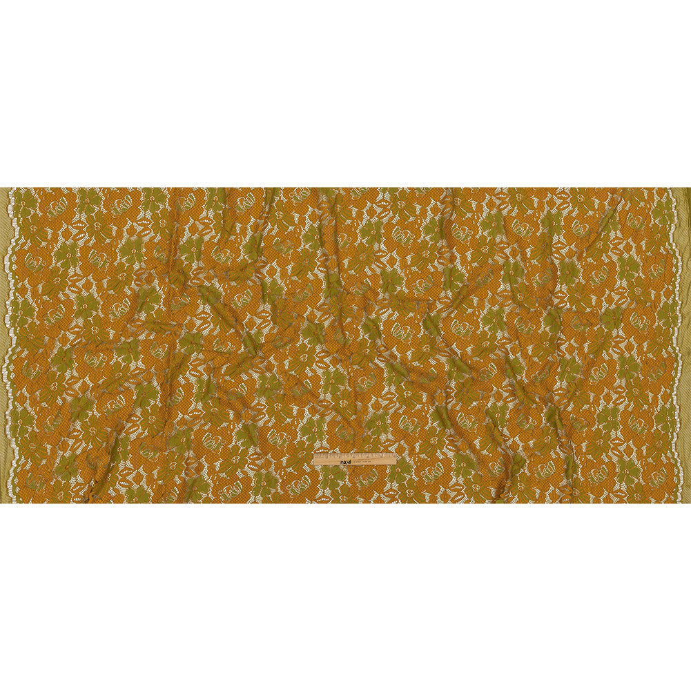 Re-Embroidered Lace - Mustard and Lime Two-Tone Floral Full Re-Embroidered Lace - Mustard and Lime Two-Tone Floral Full
