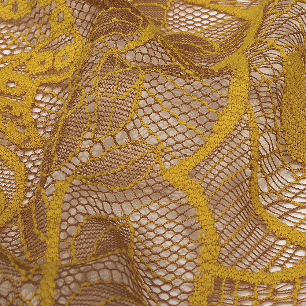 Lace Panel - Yellow and Brown Foliage Detail Lace Panel - Yellow and Brown Foliage Detail