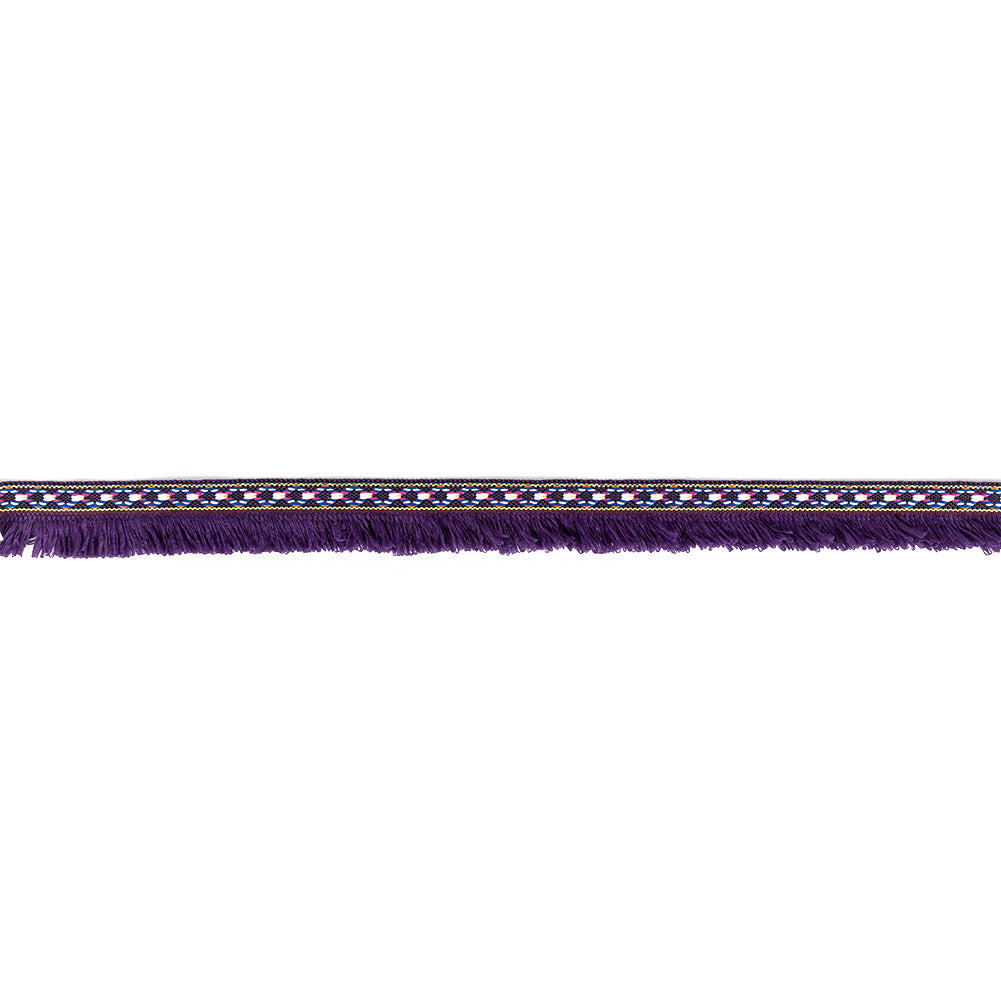 Multicolored and Imperial Purple Tribal Brushed Fringe Trim - 1.125" Multicolored and Imperial Purple Tribal Brushed Fringe Trim - 1.125"