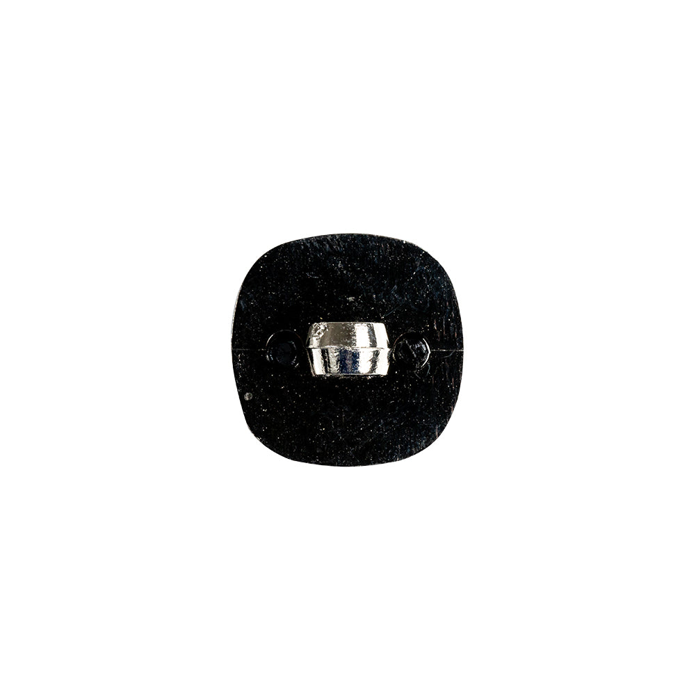 Black and Silver 2-Piece Dome-Shaped Rounded Square Shank Back Button - 24L/15mm Detail Black and Silver 2-Piece Dome-Shaped Rounded Square Shank Back Button - 24L/15mm Detail