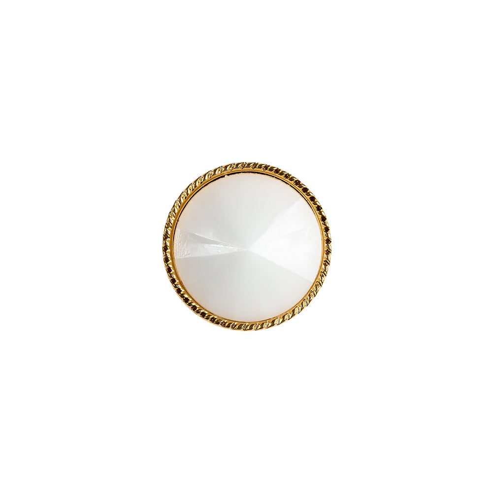 White and Gold 2-Piece Cone-Shaped Shank Back Button - 22L/14mm White and Gold 2-Piece Cone-Shaped Shank Back Button - 22L/14mm