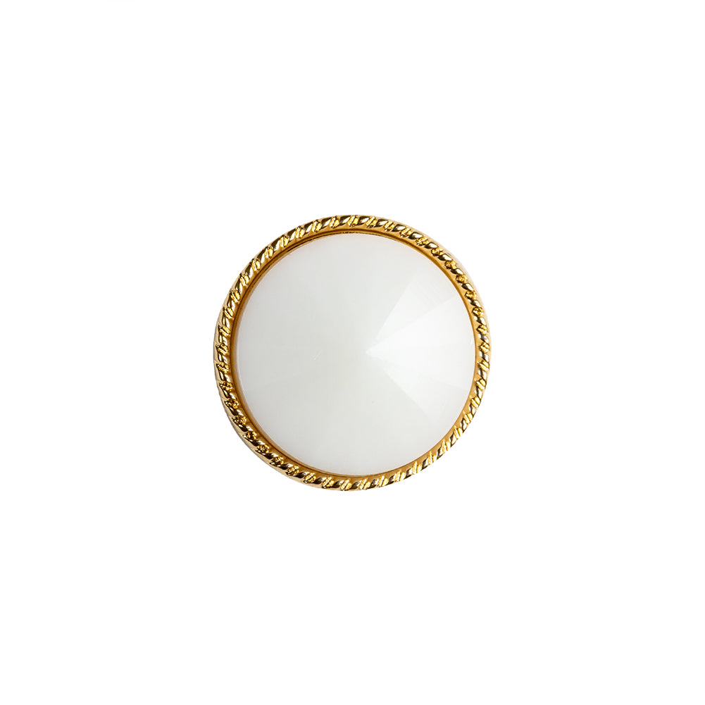 White and Gold 2-Piece Cone-Shaped Shank Back Button - 24L/15mm White and Gold 2-Piece Cone-Shaped Shank Back Button - 24L/15mm