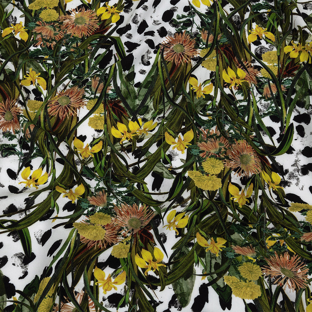 Organic Viscose Batiste - Spotted Iris and Chrysanthemums - Loreto Collection Organic Viscose Batiste - Spotted Iris and Chrysanthemums - Loreto Collection