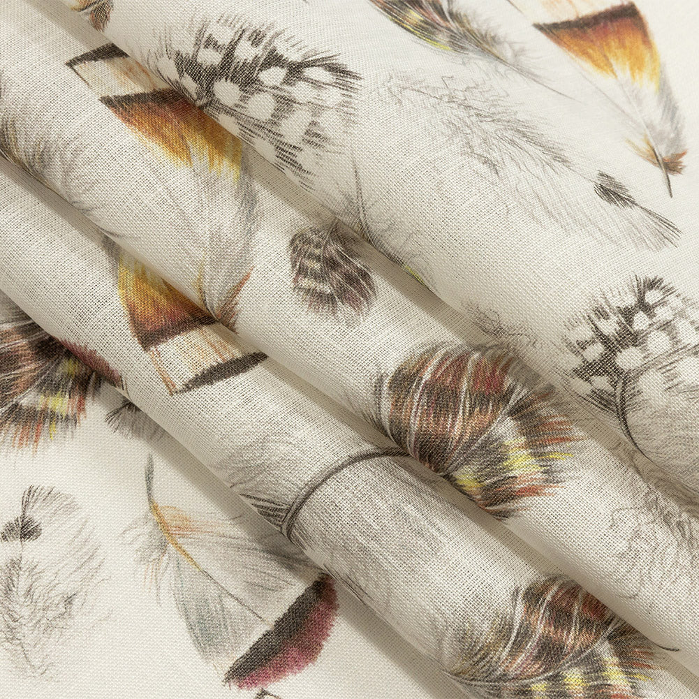 Floating Feathers Printed Linen Woven Folded Floating Feathers Printed Linen Woven Folded
