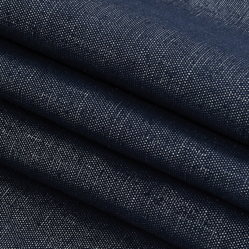 Medium Weight Linen Woven with Metallic Foiling - Galactica Blue and Silver - Bianca Collection Folded Medium Weight Linen Woven with Metallic Foiling - Galactica Blue and Silver - Bianca Collection Folded