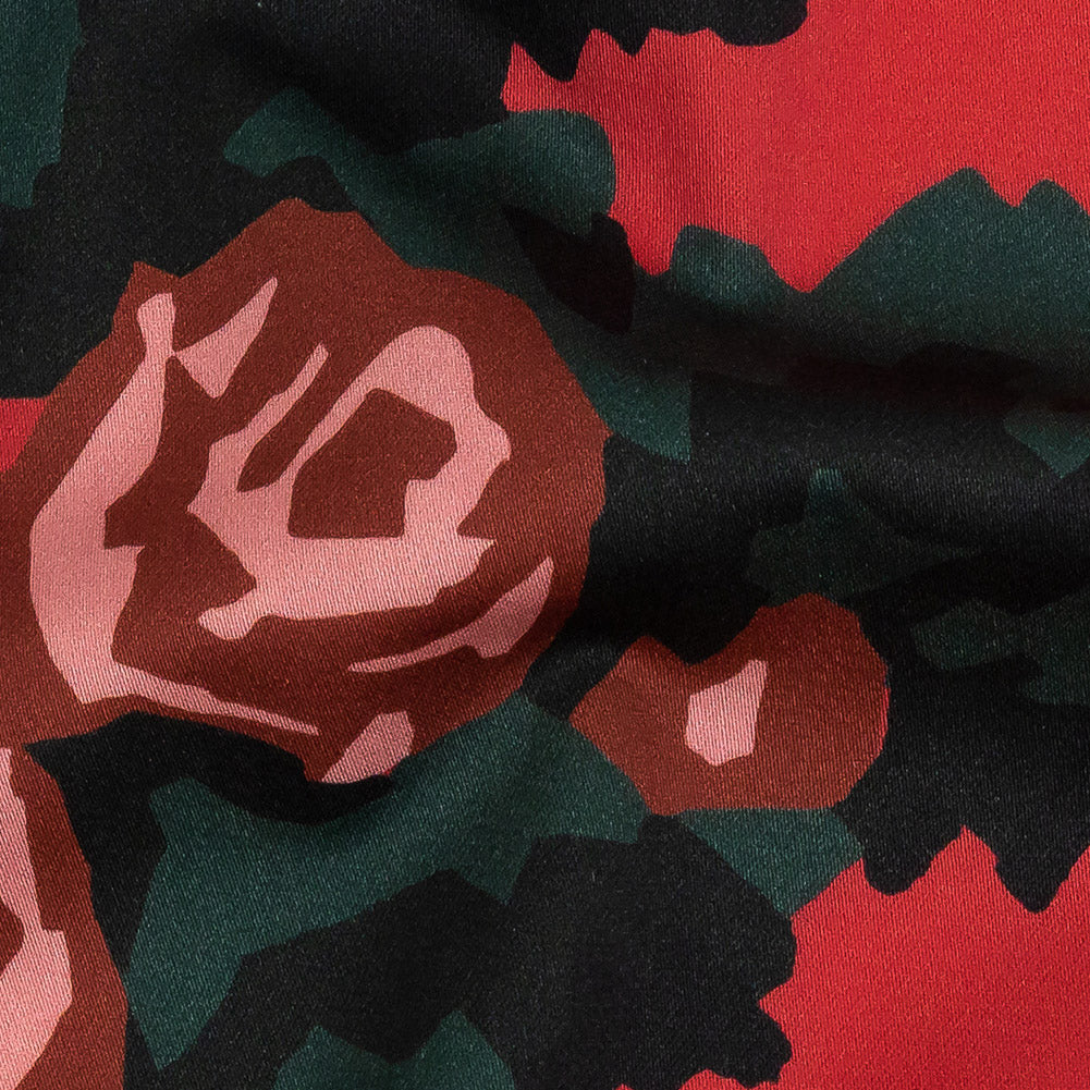 Mood Exclusive Red and Jungle Green Floral Incognito Stretch Cotton Sateen Detail Mood Exclusive Red and Jungle Green Floral Incognito Stretch Cotton Sateen Detail