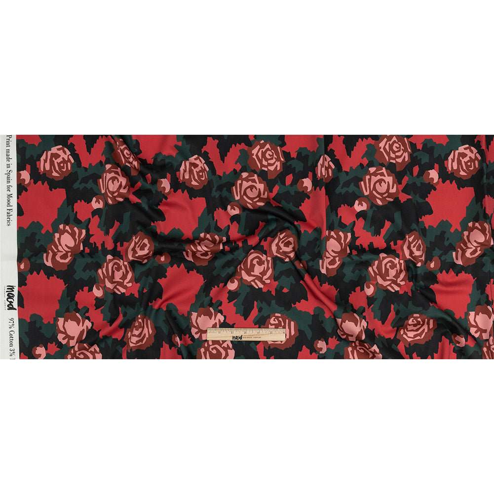 Mood Exclusive Red and Jungle Green Floral Incognito Stretch Cotton Sateen Full Mood Exclusive Red and Jungle Green Floral Incognito Stretch Cotton Sateen Full