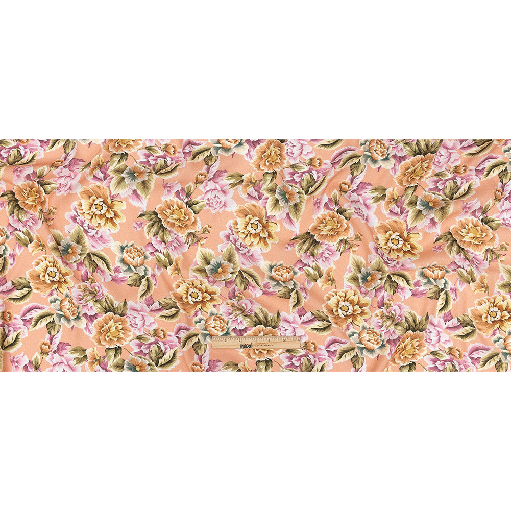 Gauzy Viscose Crepe Print - Peach Pink and Yellow Floral - Mood Exclusive Antique Rose Petals Full Gauzy Viscose Crepe Print - Peach Pink and Yellow Floral - Mood Exclusive Antique Rose Petals Full