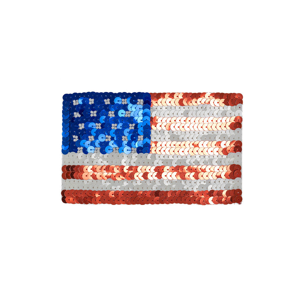 Vintage Small American Flag Beaded and Sequins Applique Vintage Small American Flag Beaded and Sequins Applique