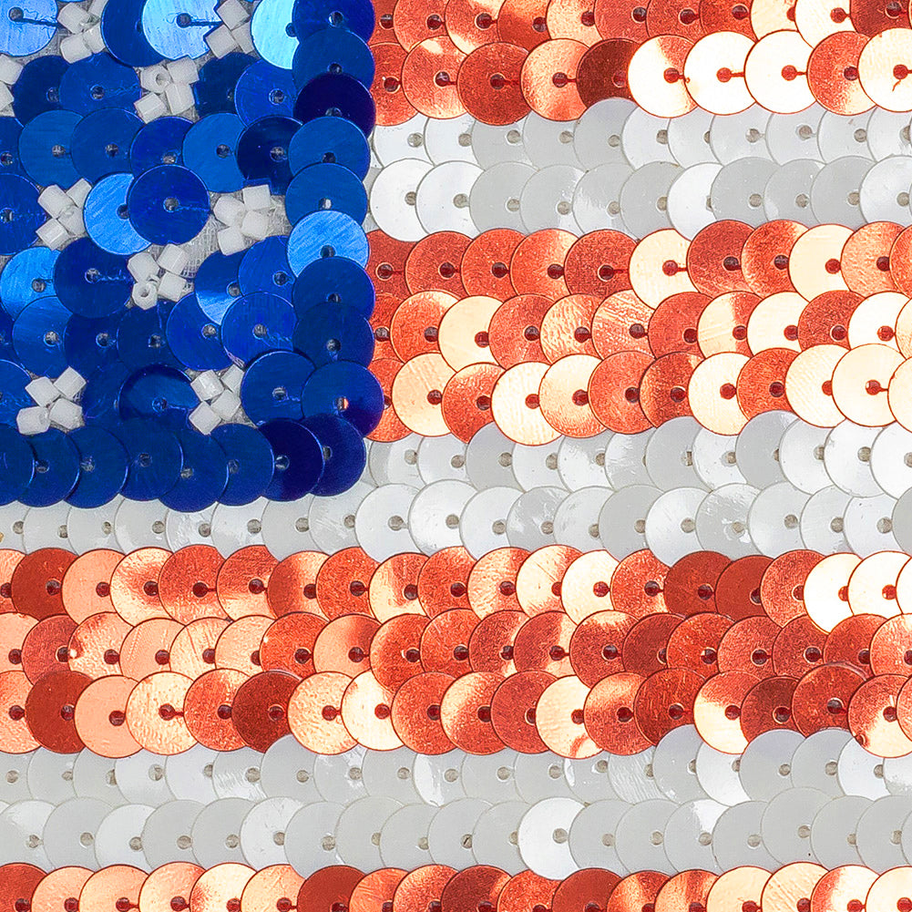 Vintage Large American Flag Beaded and Sequins Applique Detail Vintage Large American Flag Beaded and Sequins Applique Detail