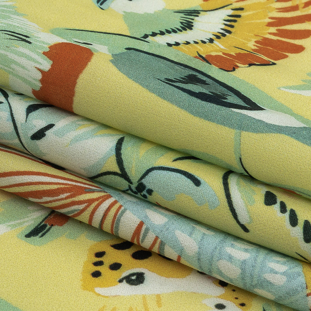 Rayon Batiste Print - Mellow Yellow, Sage and Orange Zebras and Birds - Mood Exclusive Mellow Yellow Birds of Play Folded Rayon Batiste Print - Mellow Yellow, Sage and Orange Zebras and Birds - Mood Exclusive Mellow Yellow Birds of Play Folded