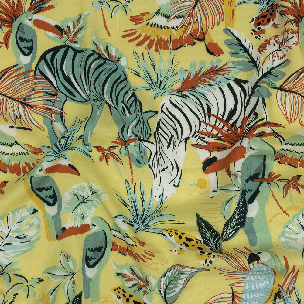 Rayon Batiste Print - Mellow Yellow, Sage and Orange Zebras and Birds - Mood Exclusive Mellow Yellow Birds of Play Rayon Batiste Print - Mellow Yellow, Sage and Orange Zebras and Birds - Mood Exclusive Mellow Yellow Birds of Play
