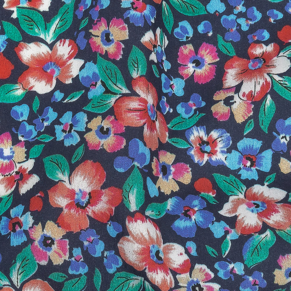 Cotton Poplin Print - Navy and Red Floral - Mood Exclusive Blooming Heat Detail Cotton Poplin Print - Navy and Red Floral - Mood Exclusive Blooming Heat Detail