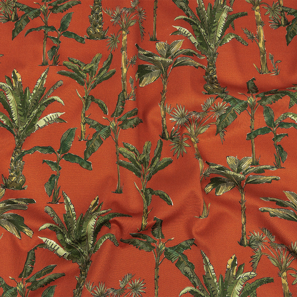 Mood Exclusive Red Orange Heart of Palm Stretch Cotton Sateen Mood Exclusive Red Orange Heart of Palm Stretch Cotton Sateen
