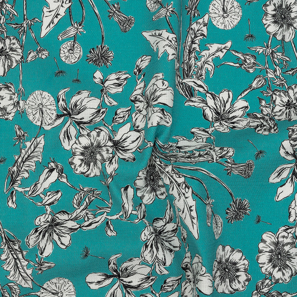 Mood Exclusive Turquoise Dandelion Drift Stretch Cotton Woven Mood Exclusive Turquoise Dandelion Drift Stretch Cotton Woven