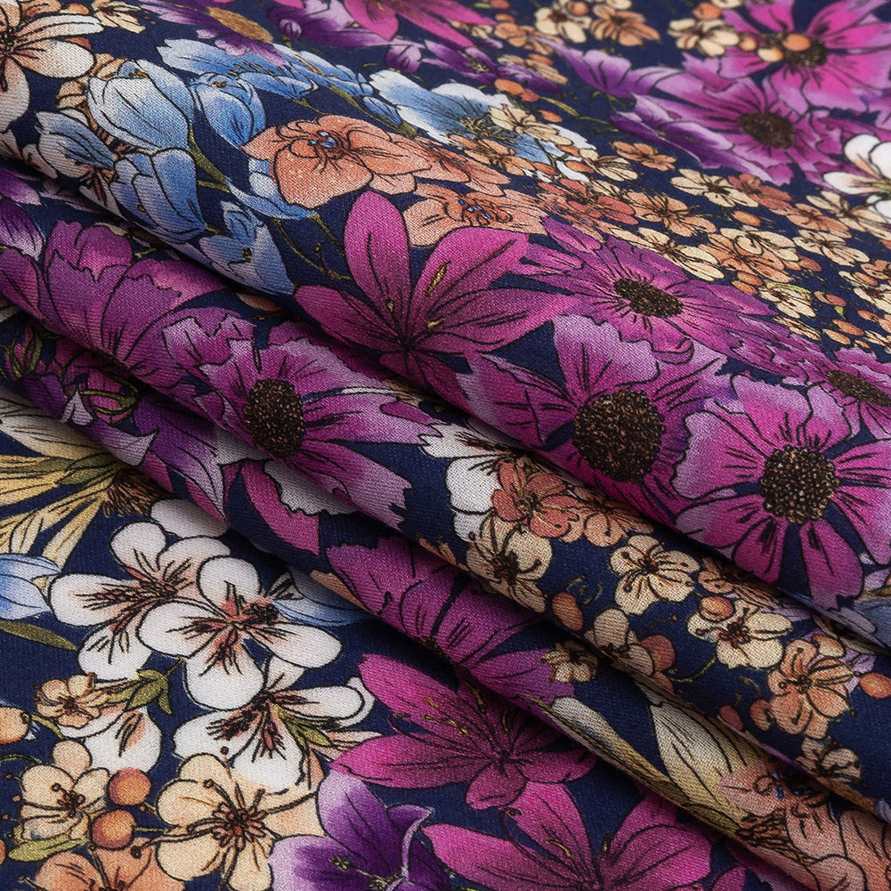 Mood Exclusive Navy Patchwork Perennials Cotton Voile Folded Mood Exclusive Navy Patchwork Perennials Cotton Voile Folded