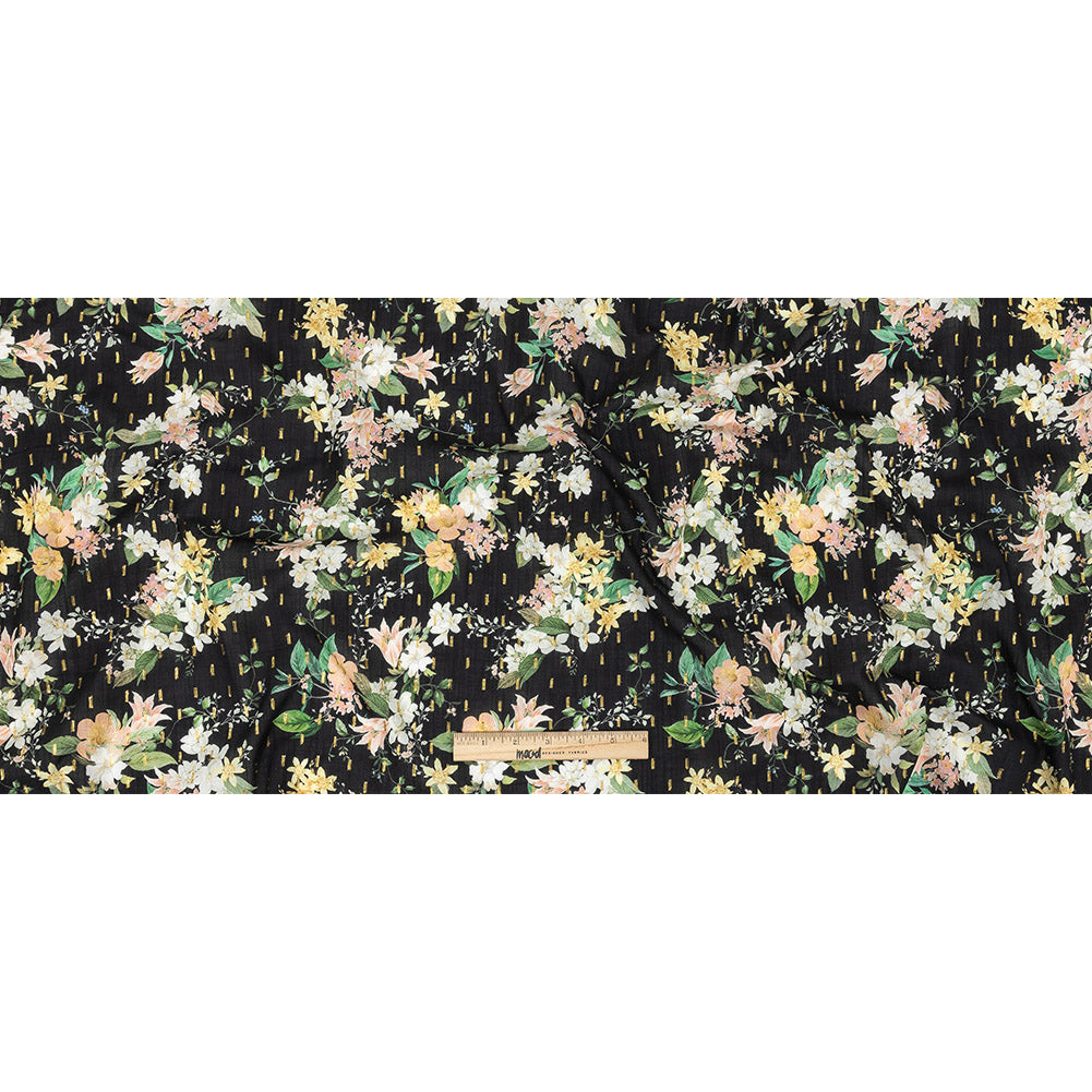 Cotton Voile Print with Metallic Dots - Black and Pink Floral - Mood Exclusive Bewitching Bliss Full Cotton Voile Print with Metallic Dots - Black and Pink Floral - Mood Exclusive Bewitching Bliss Full