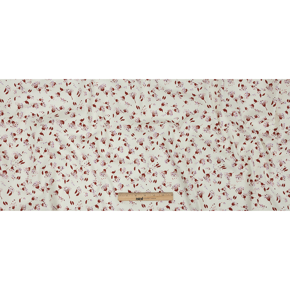 Stretch Cotton Twill Print - Rust and White Dandelion Floral - Mood Exclusive Feeling Dandy Full Stretch Cotton Twill Print - Rust and White Dandelion Floral - Mood Exclusive Feeling Dandy Full
