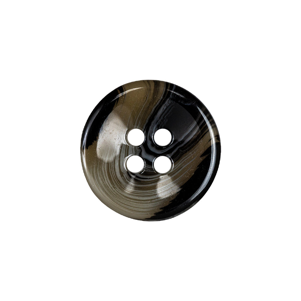 Translucent Teak, White and Tap Shoe 4-Hole Swirl Saucer Button - 30L/19mm Translucent Teak, White and Tap Shoe 4-Hole Swirl Saucer Button - 30L/19mm