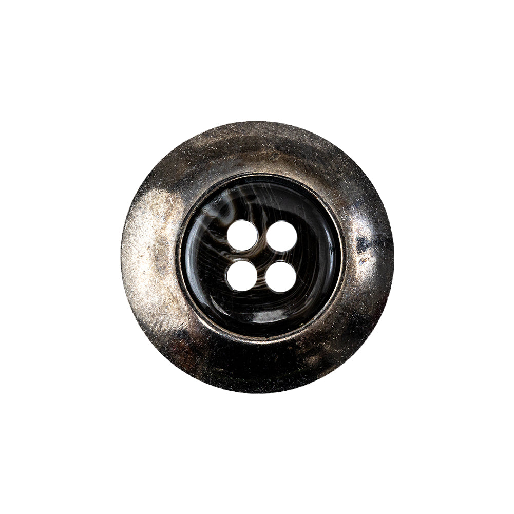 Black and Gray Swirl Gunmetal 4-Hole Set-in Button - 36L/23mm Detail Black and Gray Swirl Gunmetal 4-Hole Set-in Button - 36L/23mm Detail