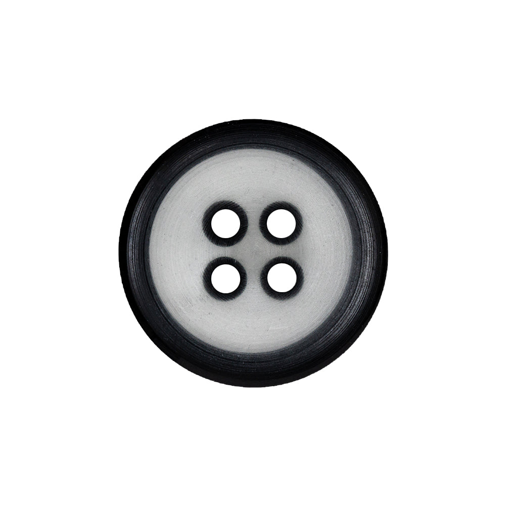 Black and Translucent Rounded Rim 4-Hole Plastic Button - 36L/23mm Detail Black and Translucent Rounded Rim 4-Hole Plastic Button - 36L/23mm Detail